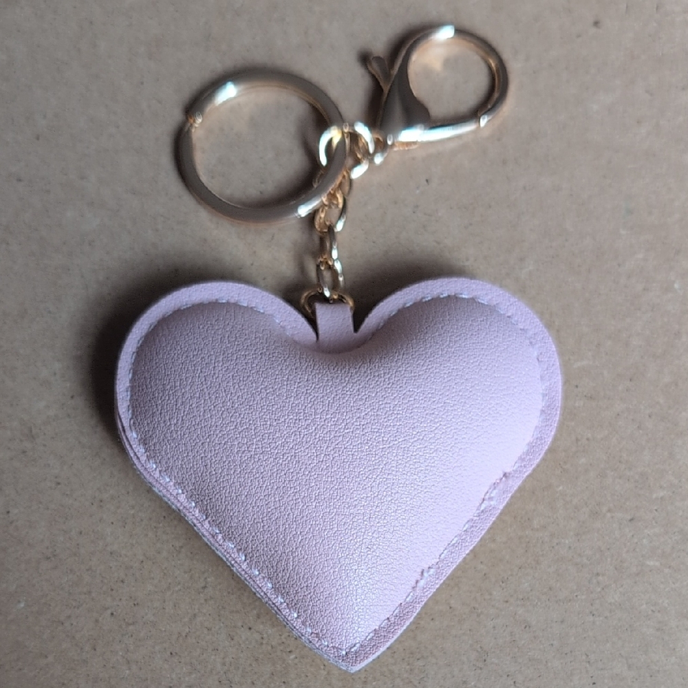 Pink Heart Bag Charm with Gold Hardware